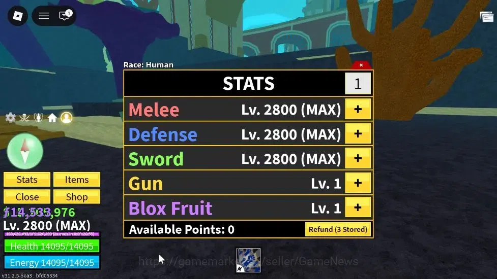 Roblox Accounts Blox Fruit |MAX Lv2800| God Human | 5M Beli 14k Fr image 1