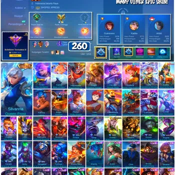 Mobile Legends: Bang Bang Accounts #4383 260 Skins | Karina Leona (KOF) | Vale Gaara (NARUTO) | Roger Grimlock