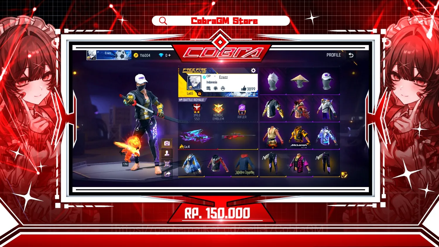 Free Fire Accounts Akun Free Fire Vault 330 | Evo 1 | FFWS | Kakashi | Ryu | McLaren | Skull Lord | Lee | Yuji | Angel | Sg 1
