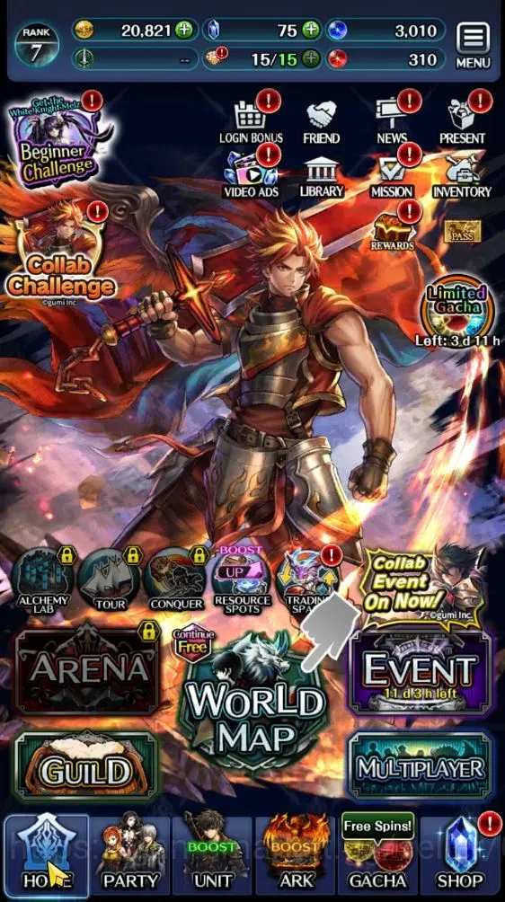 Last Cloudia Accounts Endgame GLOBAL|Rank 7|Collab Brave Frontier (Goddess Tilith,Fire God Vargas) Top Tier Unit (Goddess 4