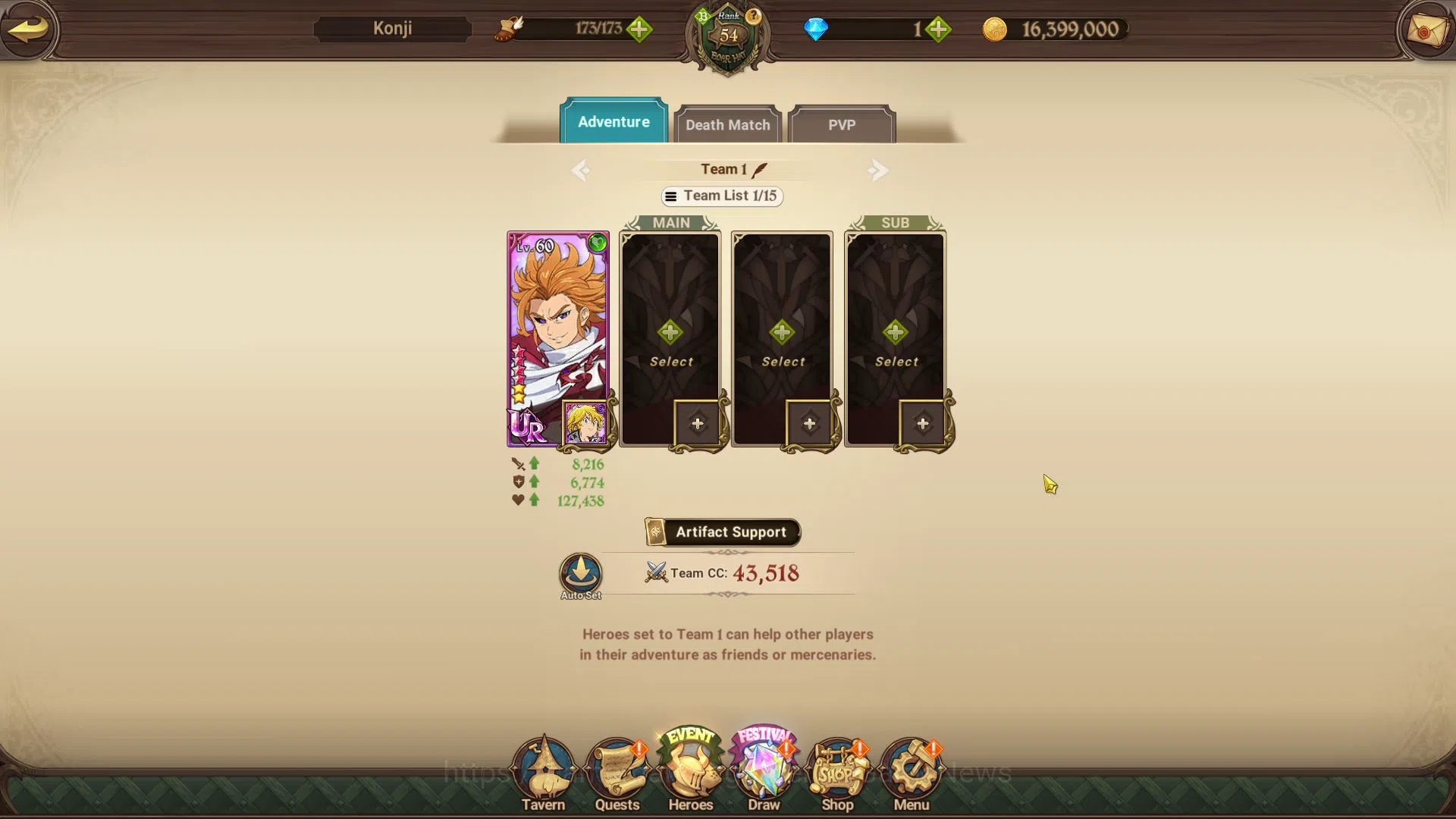 The Seven Deadly Sins: Grand Cross Accounts Midgame Global | 1M CC | Starter Ch4 | 5 UR | Opressor Demon King, Arthur, Thor 6