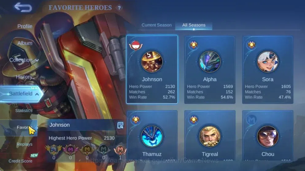 Mobile Legends: Bang Bang Accounts Hero 63|Skin 87|Pace Fanny,Epic[Roger,Valir],Golde image 4