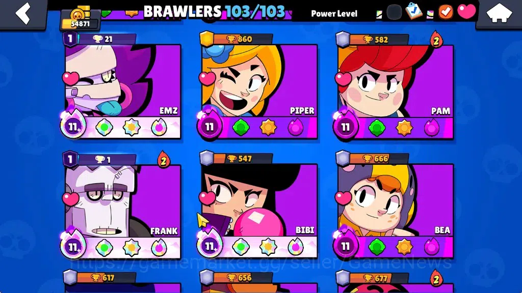 Brawl Stars Accounts 54871 Trophy|46k Bling 57k Coin|103Brawlers 59Max| image 11