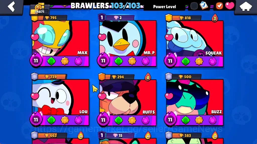 Brawl Stars Accounts 54871 Trophy|46k Bling 57k Coin|103Brawlers 59Max| image 14