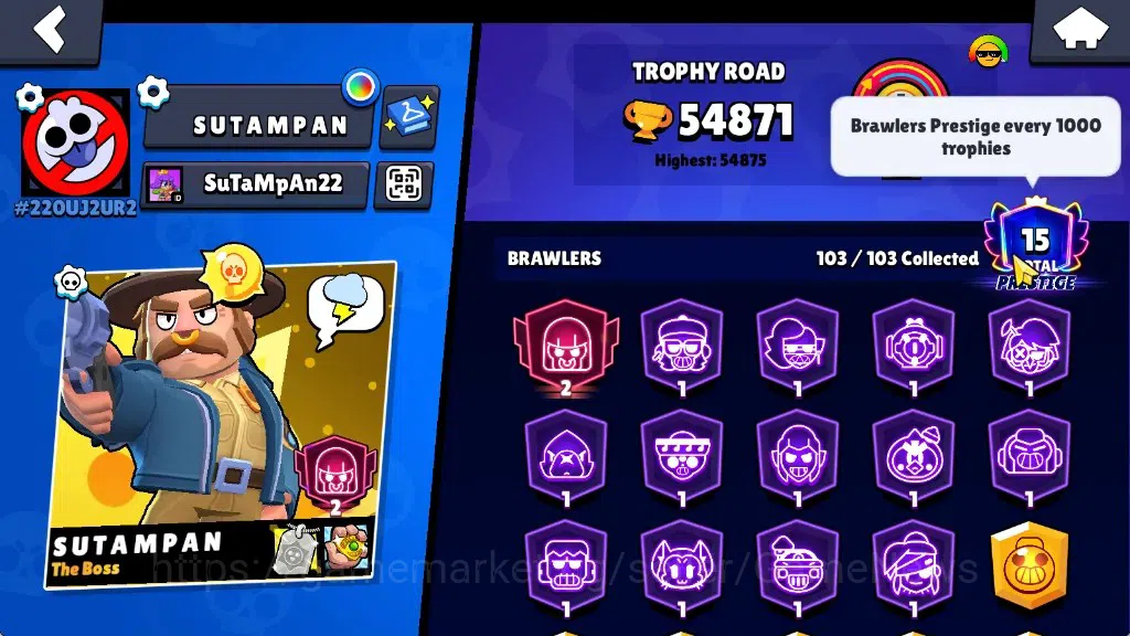 Brawl Stars Accounts 54871 Trophy|46k Bling 57k Coin|103Brawlers 59Max| image 2