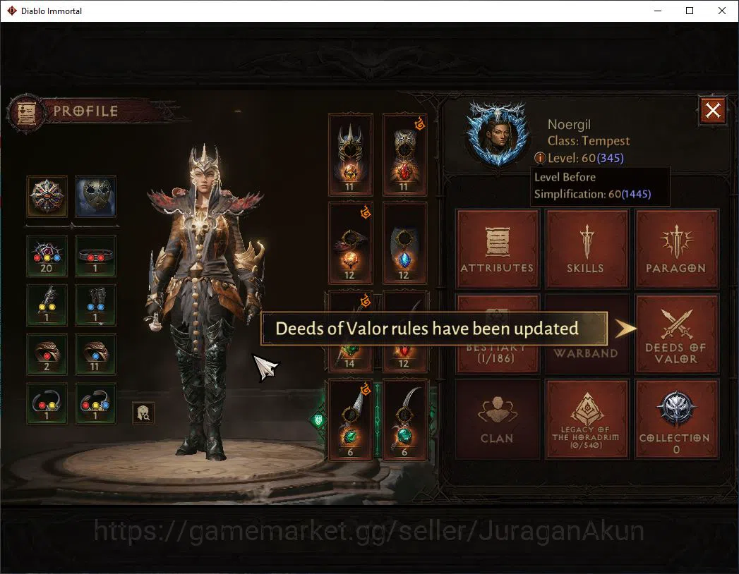 Diablo Immortal Accounts Mid-Tier SEA-Anu |Lv60(345) Demon Hunter |36K CR|Reso 390|Inferno I |Paragon Melidictor |Hell Lv 3
