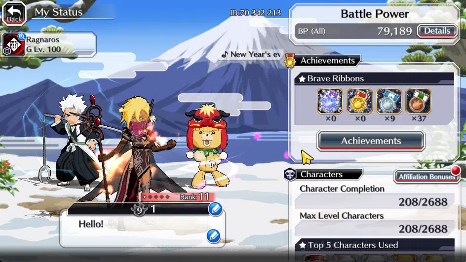 Bleach: Brave Souls Accounts Starter [GLOBAL]6K Orbs+Fresh All Story|Halibel Cacao,Kon New 2