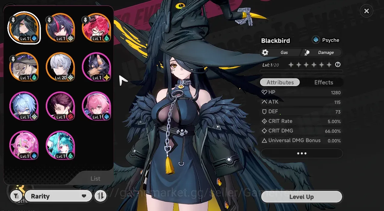 Neverness to Everness Accounts Global EU|HL 7|4 S Class 3 Limited|Blackbird,Shinku,Nanally|3 S Class Selector On|Male MC|Log 1