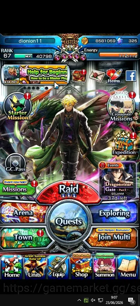 Grand Summoners Accounts Global|Rank 67|325 cc|16 Ascend+5 TW|[DL Rimuru,RR image 1