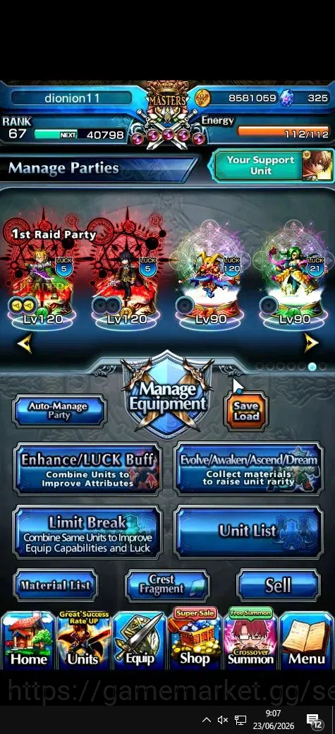 Grand Summoners Accounts Global|Rank 67|325 cc|16 Ascend+5 TW|[DL Rimuru,RR image 2