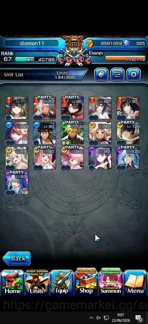 Grand Summoners Accounts Global|Rank 67|325 cc|16 Ascend+5 TW|[DL Rimuru,RR image 3