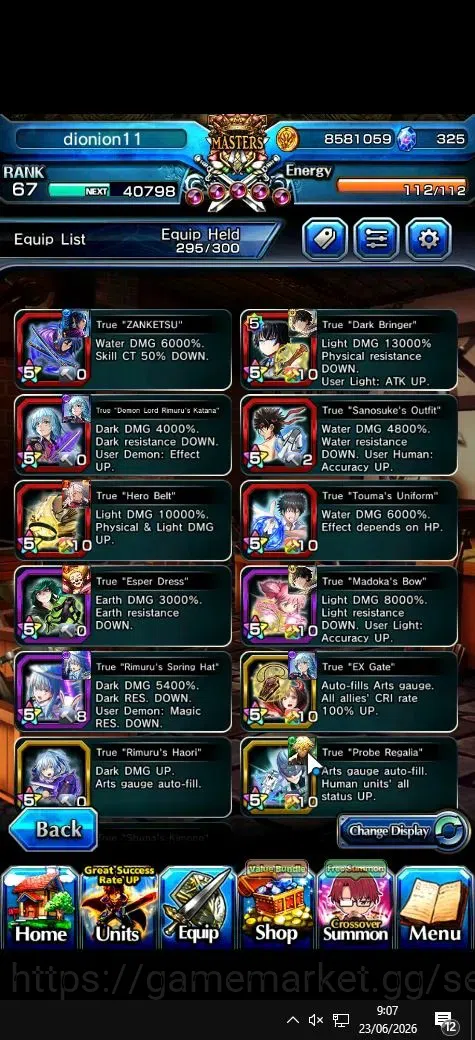 Grand Summoners Accounts Global|Rank 67|325 cc|16 Ascend+5 TW|[DL Rimuru,RR image 4