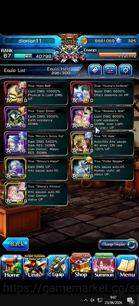 Grand Summoners Accounts Global|Rank 67|325 cc|16 Ascend+5 TW|[DL Rimuru,RR image 5