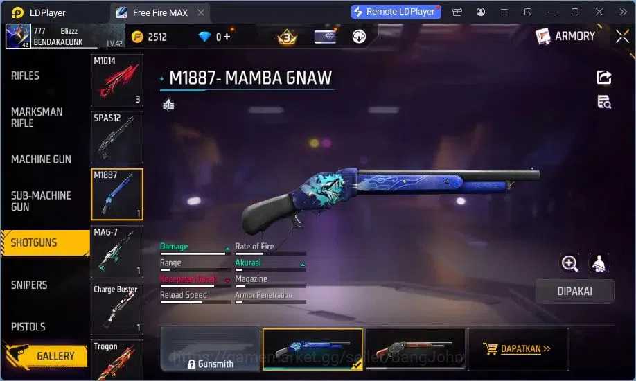 Free Fire Accounts Indonesia | Vault 73 | Gun M1014 Scorpio Shatter L image 4