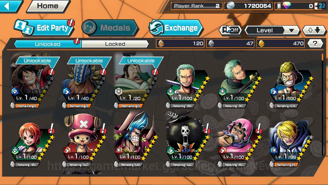 One Piece Bounty Rush Accounts Global|4 EX| T5E St.Ethanbaron,Divine Shanks,Black image 4