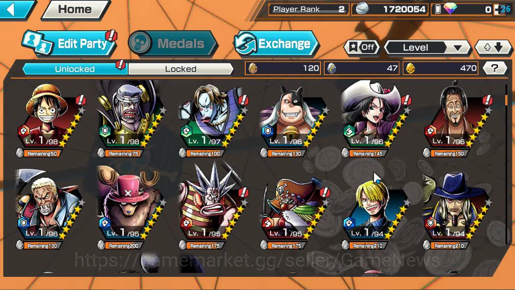One Piece Bounty Rush Accounts Global|4 EX| T5E St.Ethanbaron,Divine Shanks,Black image 5