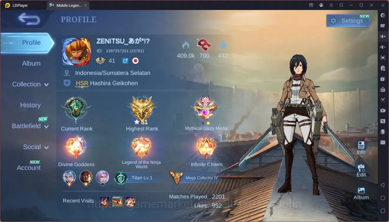 Mobile Legends: Bang Bang Accounts Global |Hero 109|Skin 430|Mega|Legend Lunox|Naruto image 1