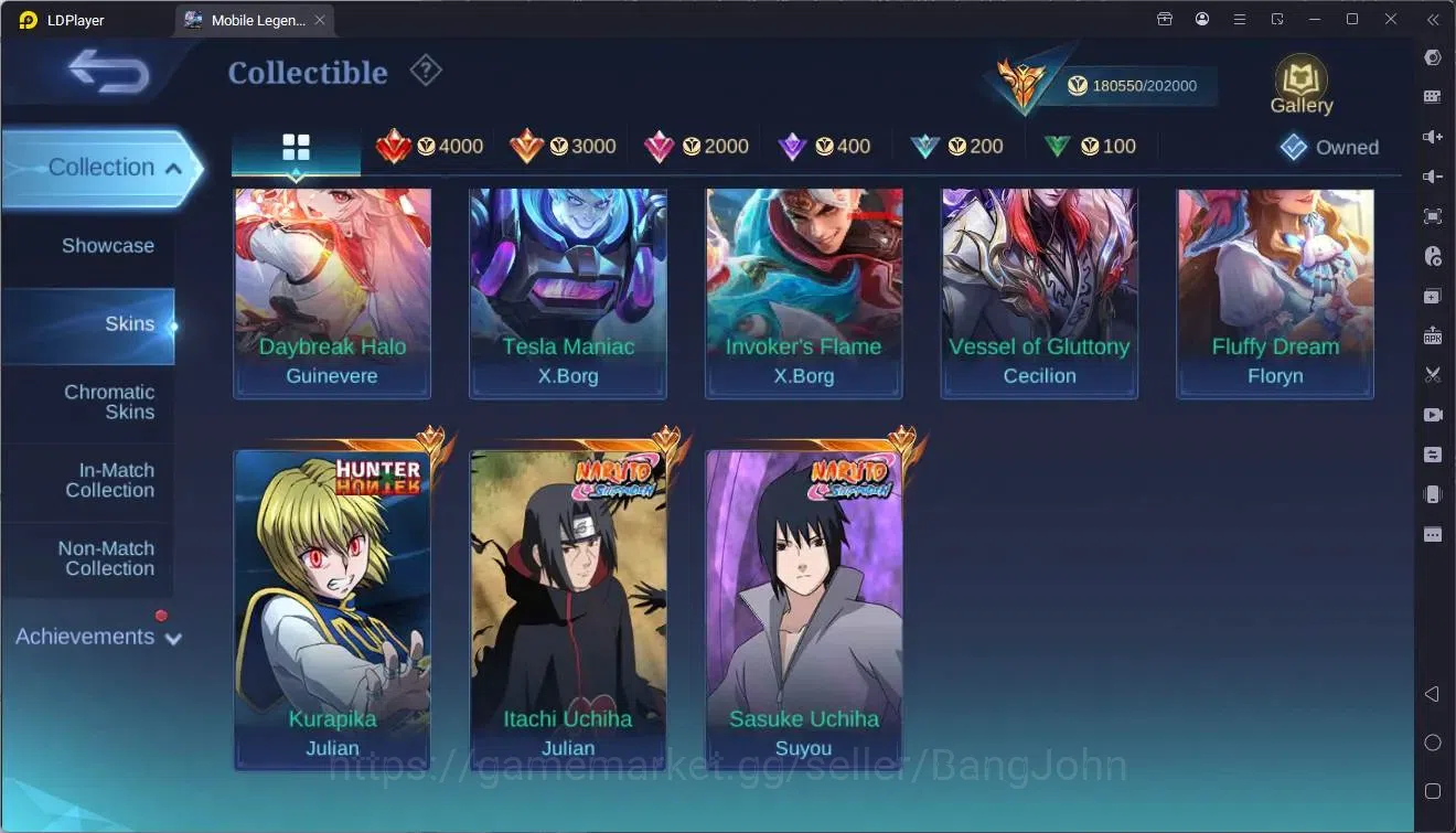 Mobile Legends: Bang Bang Accounts Global |Hero 109|Skin 430|Mega|Legend Lunox|Naruto image 11