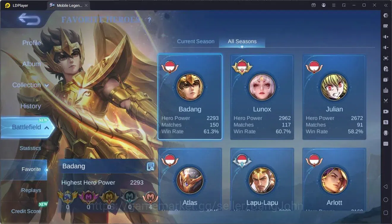 Mobile Legends: Bang Bang Accounts Global |Hero 109|Skin 430|Mega|Legend Lunox|Naruto image 4