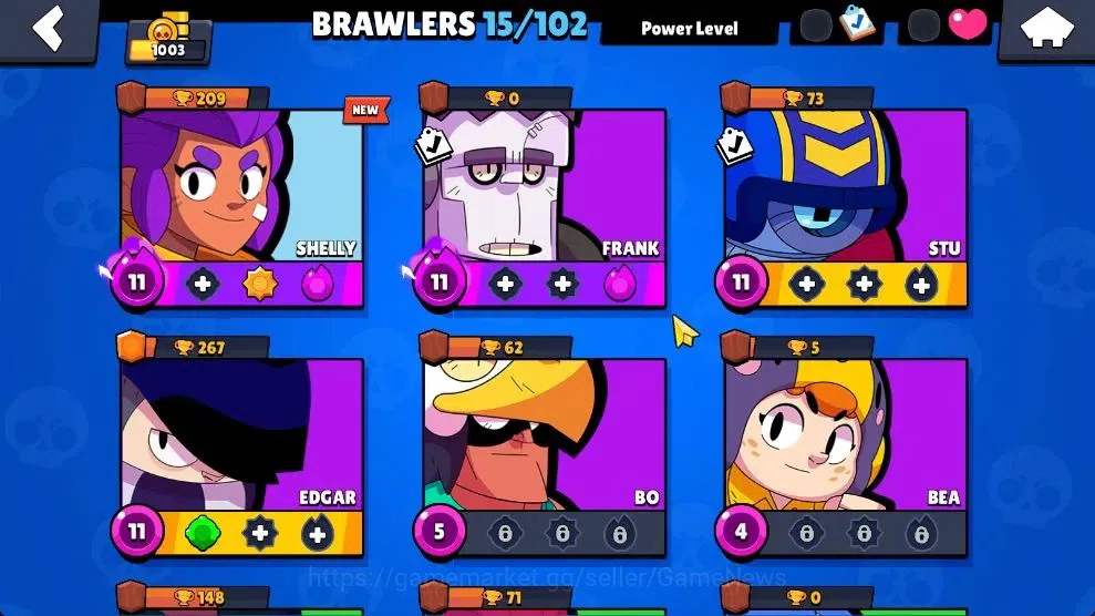Brawl Stars Accounts 1003 Trophy|15 Brawlers 4 Max Lvl [Edgar,Stu,Frank image 4