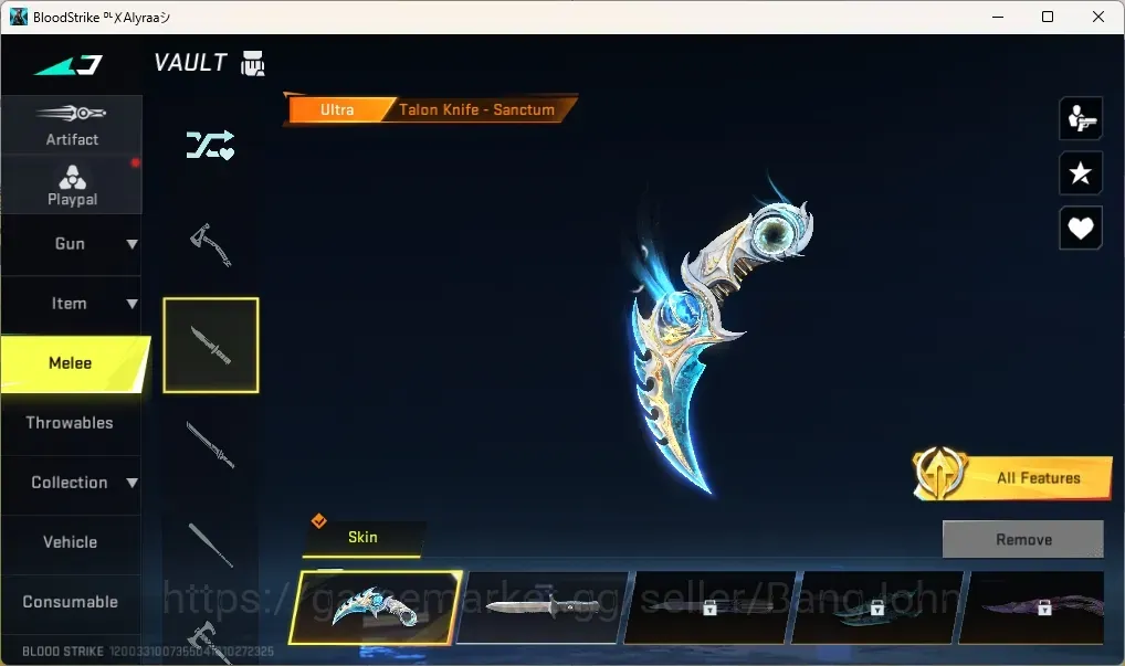 Blood Strike Accounts Collab Skin ASIA|2 Ultra Melee: Talon Knife, The Iron-|1 Eternal Gun|6 Ultra Gun|8 Collab Gun|3 Collab 1
