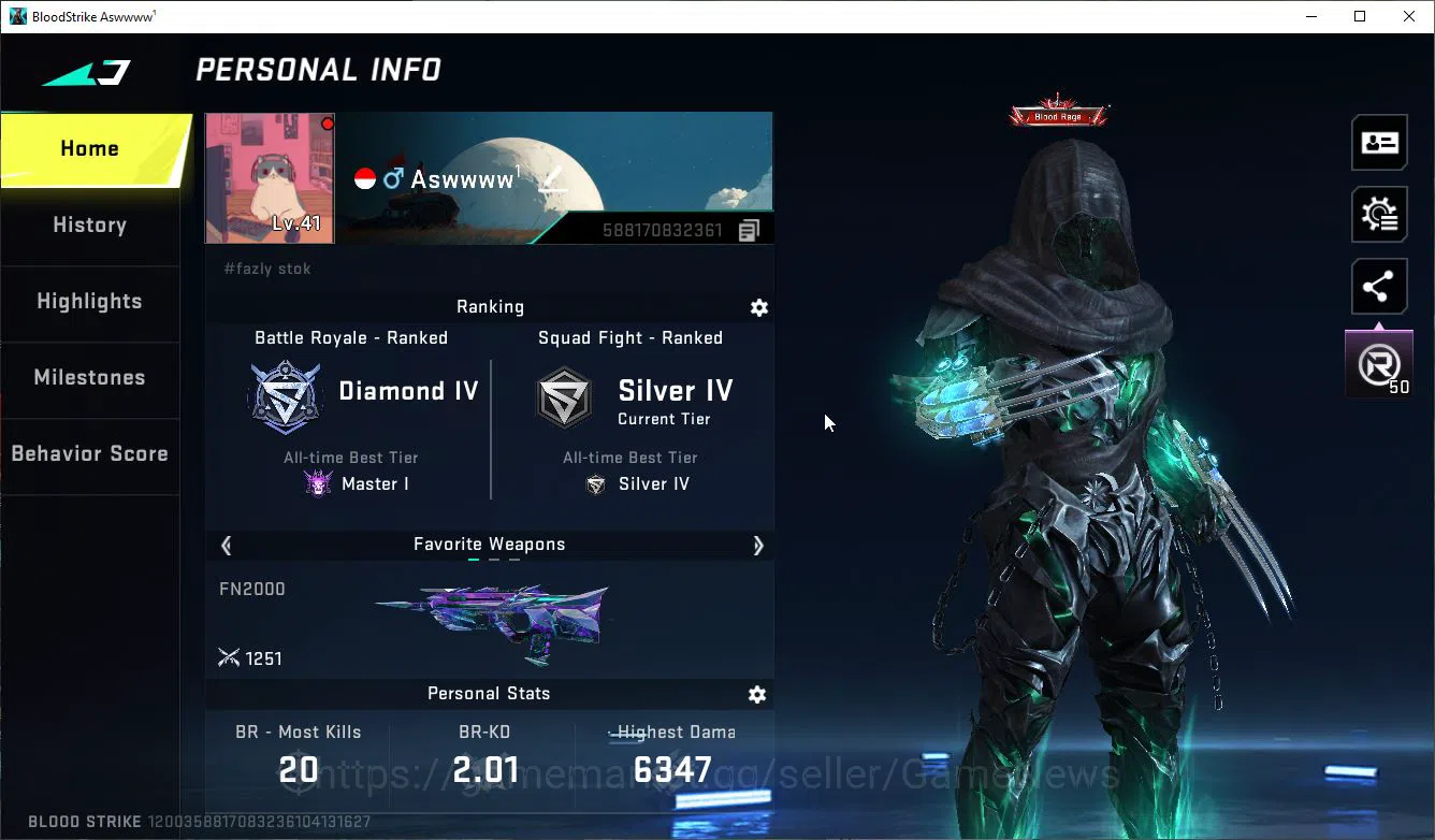 Blood Strike Accounts ASIA|1 ETERNAL Kraken-VoidCloak+ MELE Katar-Claw|9 image 1
