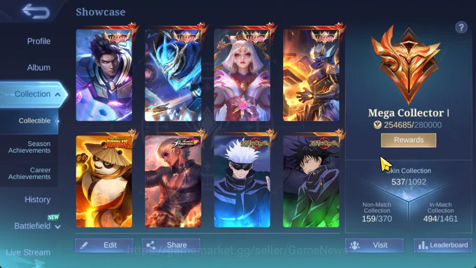 Mobile Legends: Bang Bang Accounts Hero 132|Skin 537|High Glory 58|Legend[Alucard,Gus image 3