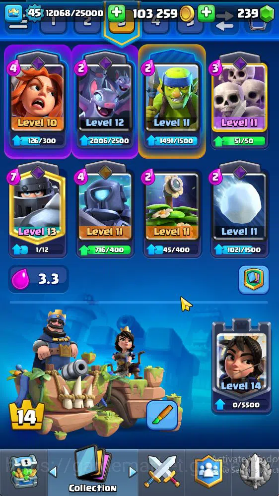 Clash Royale Accounts Midgame Lvl 45|Trophy 8310|KTL 14|Limited Skin|Card 121|9 EVO 8 Champ 21 Legendary 33 Epic,30 Rare,29 4