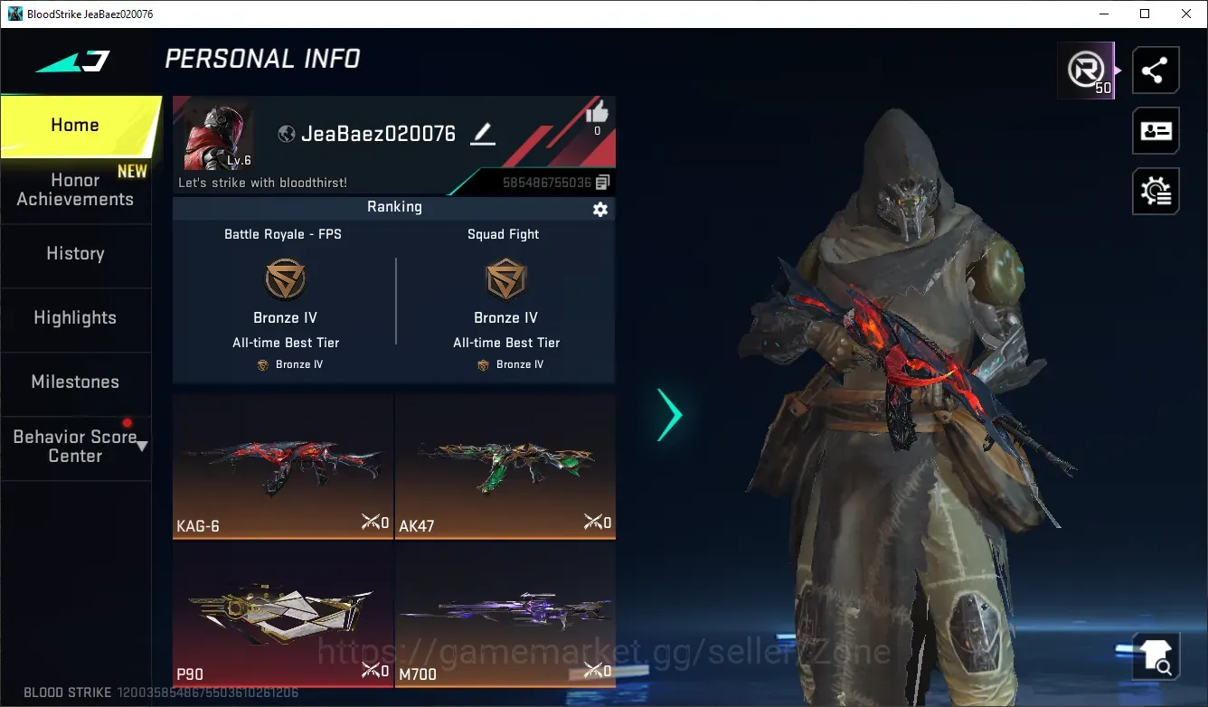 Blood Strike Accounts Others ASIA|1 ETERNAL: P90-Empyrean|3ULTRA GUNS|1 LEGENDARY GUN|1 LEGENDARY 1