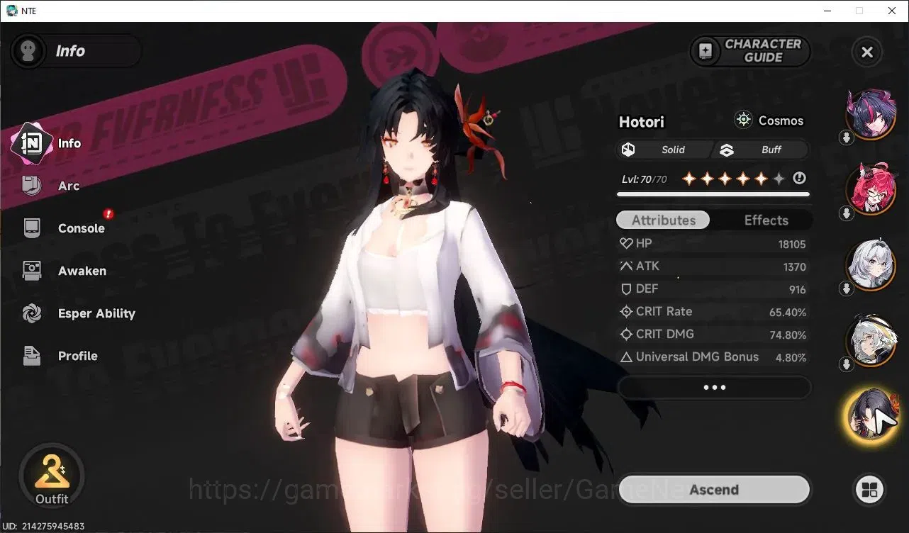 Neverness to Everness Accounts GLOBAL SEA|HL 46|TL 31|11 SSR 4 4