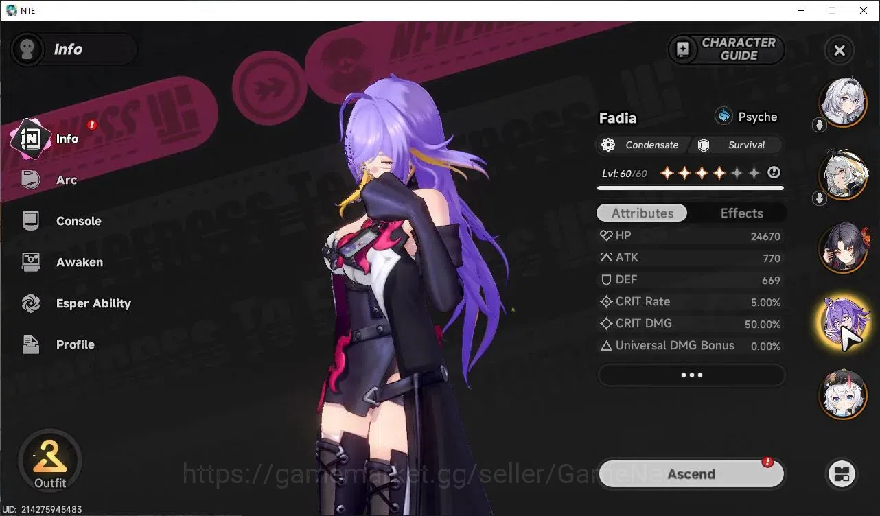 Neverness to Everness Accounts GLOBAL SEA|HL 46|TL 31|11 SSR 4 7