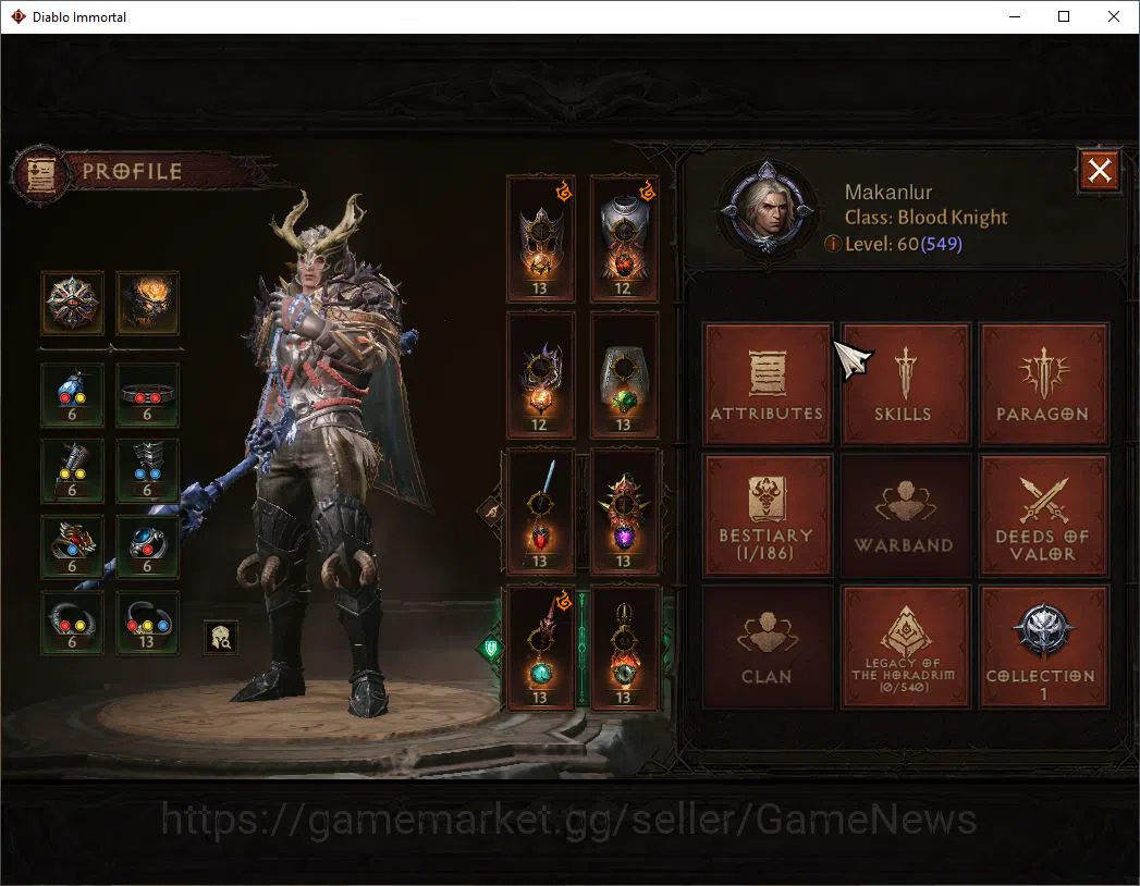 Diablo Immortal Accounts SEA-Verathiel|Lv60(549)|Blood Knight|36k CR|Reso 4 image 3