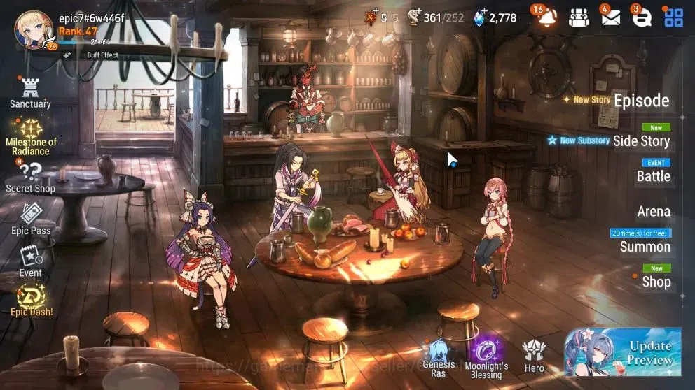 Epic Seven Accounts Limited Hero GLOBAL UnVerif|New Era|5 ML(NM Luna,Emp Ilynav,Req Roana,etc)+Ab 1
