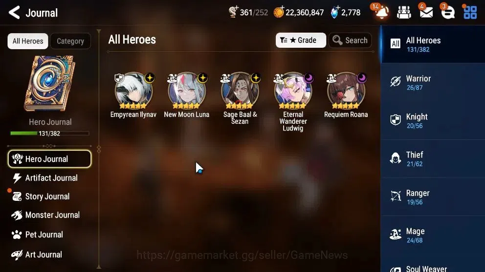 Epic Seven Accounts Limited Hero GLOBAL UnVerif|New Era|5 ML(NM Luna,Emp Ilynav,Req Roana,etc)+Ab 6