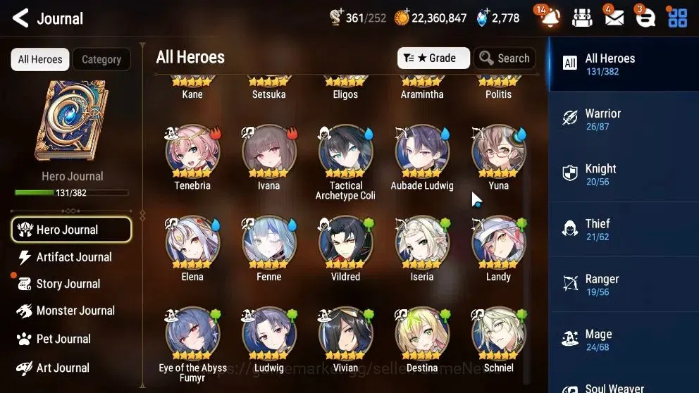 Epic Seven Accounts Limited Hero GLOBAL UnVerif|New Era|5 ML(NM Luna,Emp Ilynav,Req Roana,etc)+Ab 8