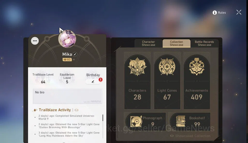 Honkai Star Rail Accounts Asia|TL 64|6 Limited|[Evernight,Hyacine]+Sign,Dant image 3