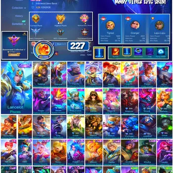 Mobile Legends: Bang Bang Accounts #3968 227 Skins Collector Natalia Sanrio Floryn Many Limited Many Zodiac Many Epic Safe