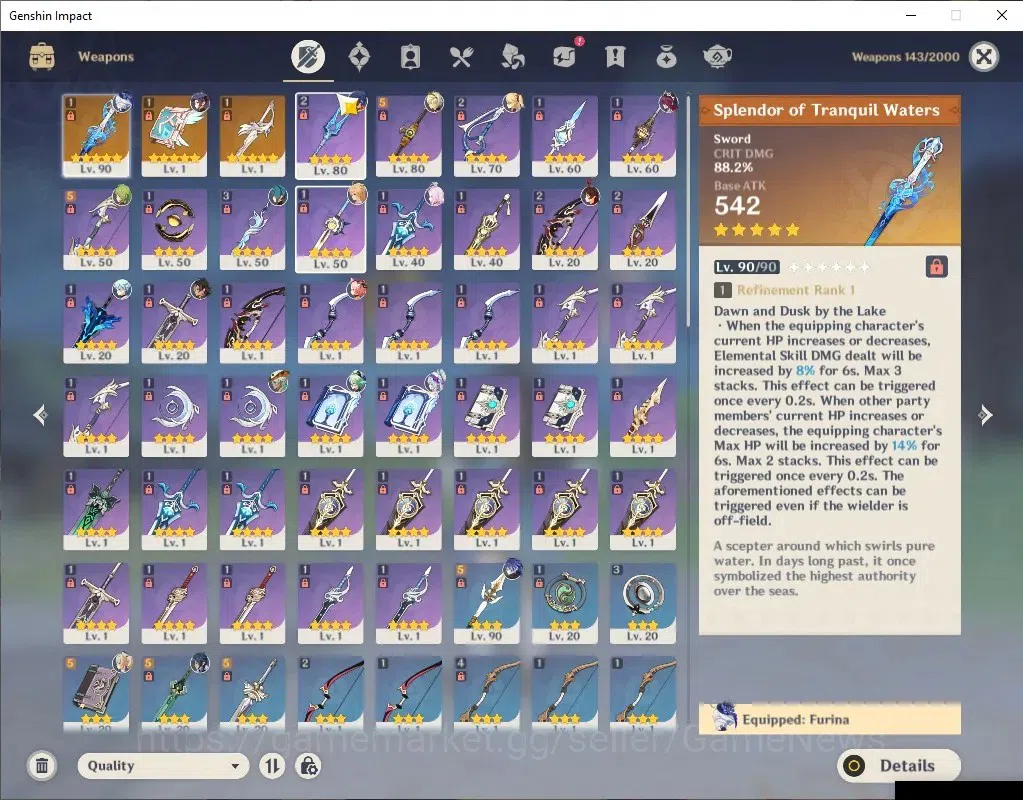 Genshin Impact Accounts Asia |AR 55 |2 Limit +3(*5WEP) |FurinaC1+Sign,Flin image 6