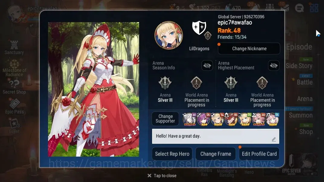 Epic Seven Accounts GLOBAL Unverif|New Era|5 ML(RRoana,Straze,LCermia, image 2