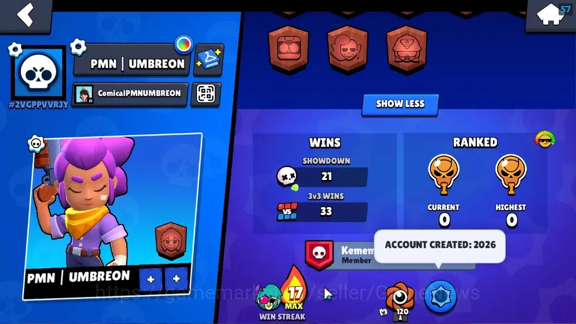 Brawl Stars Accounts 874 Trophy|13 Brawlers 1 Max Lvl Full Buffies Edgar|8444 Bling|1 Epic [El Rey Primo],1 Super Rare 3