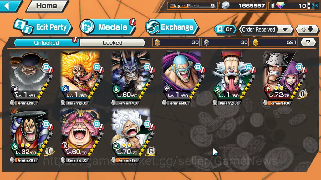 One Piece Bounty Rush Accounts Global|6 EX|Five Elders ST.Saturn,Hungers Pangs Ch image 4