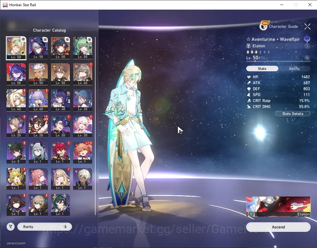 Honkai Star Rail Accounts Others Asia|TL 41|6 Limited Aventurine Waveflair,Mortenax Blade,Pearl,Acheron,Archer,Huohuo|Female 1