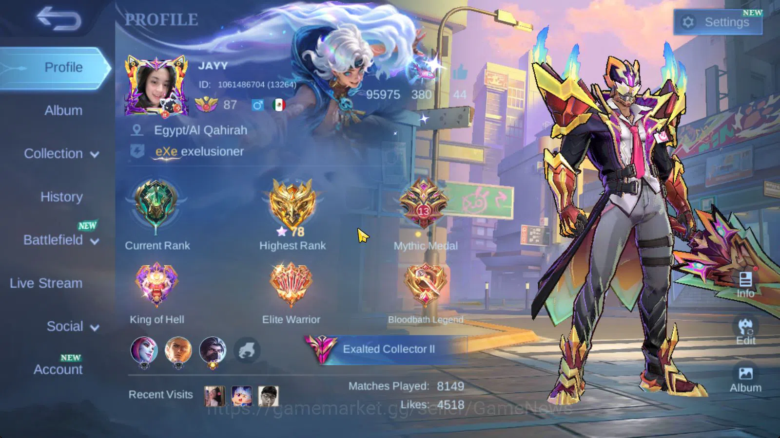 Mobile Legends: Bang Bang Accounts Hero 130|Skin 344|Legend Franco,JJK Xavier,HXH Jul image 2