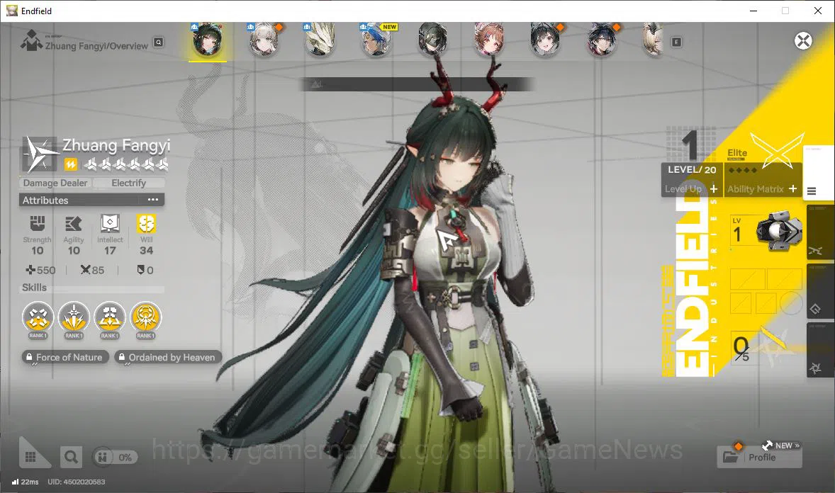 Arknights: Endfield Accounts ASIA|Lv7|Starter|SSR2(1Limit)+2(*6WP)|Zhuang Fangy image 12