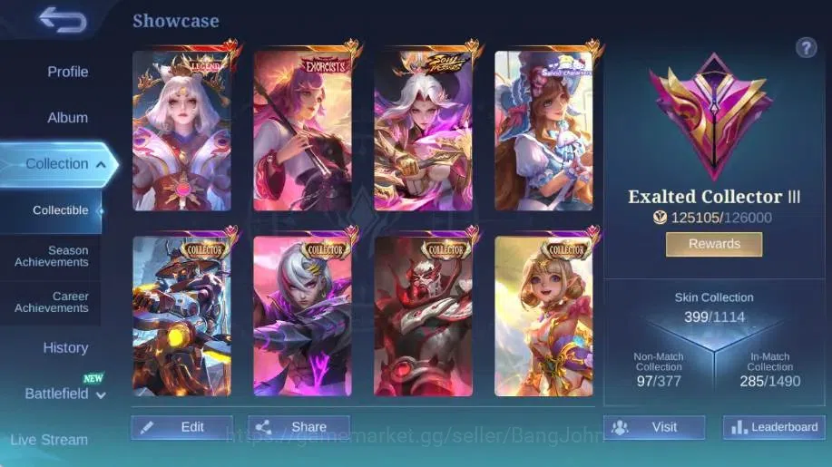Mobile Legends: Bang Bang Accounts Global|Skin 399|Exalted|Legend Lunox,EXO Kagura,SV image 2