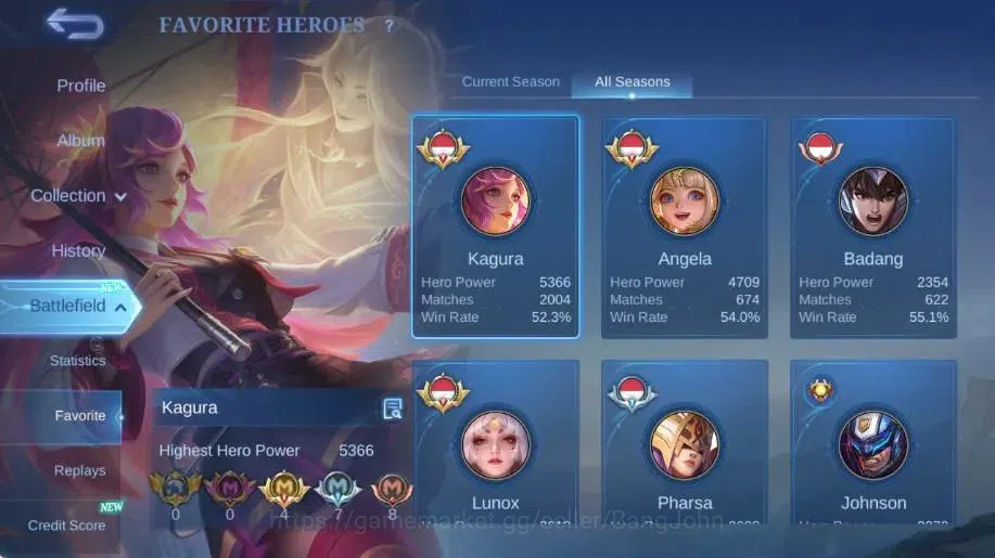 Mobile Legends: Bang Bang Accounts Global|Skin 399|Exalted|Legend Lunox,EXO Kagura,SV image 4