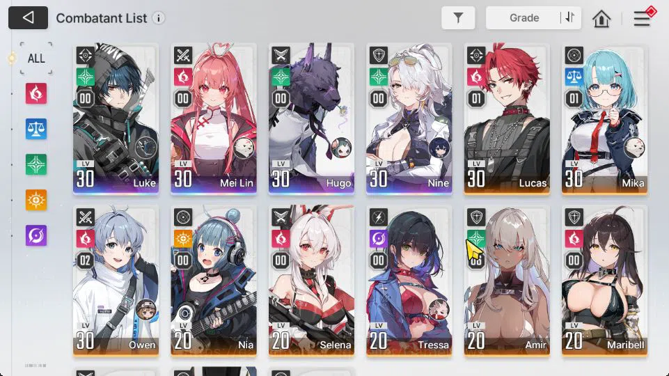 Chaos Zero Nightmare Accounts Global Lv 30|4 SSR [Nine,Mei Lin,Luke,Hugo] + 11SR image 3