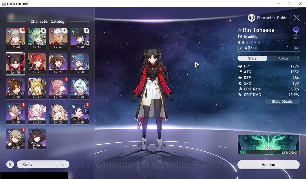 Honkai Star Rail Accounts Reroll ASIA|TL 28|3 Limited| Rin Tohsaka,Archer,Huohuo +1 STD Char (Himeko) |1265 Jade|Male 1