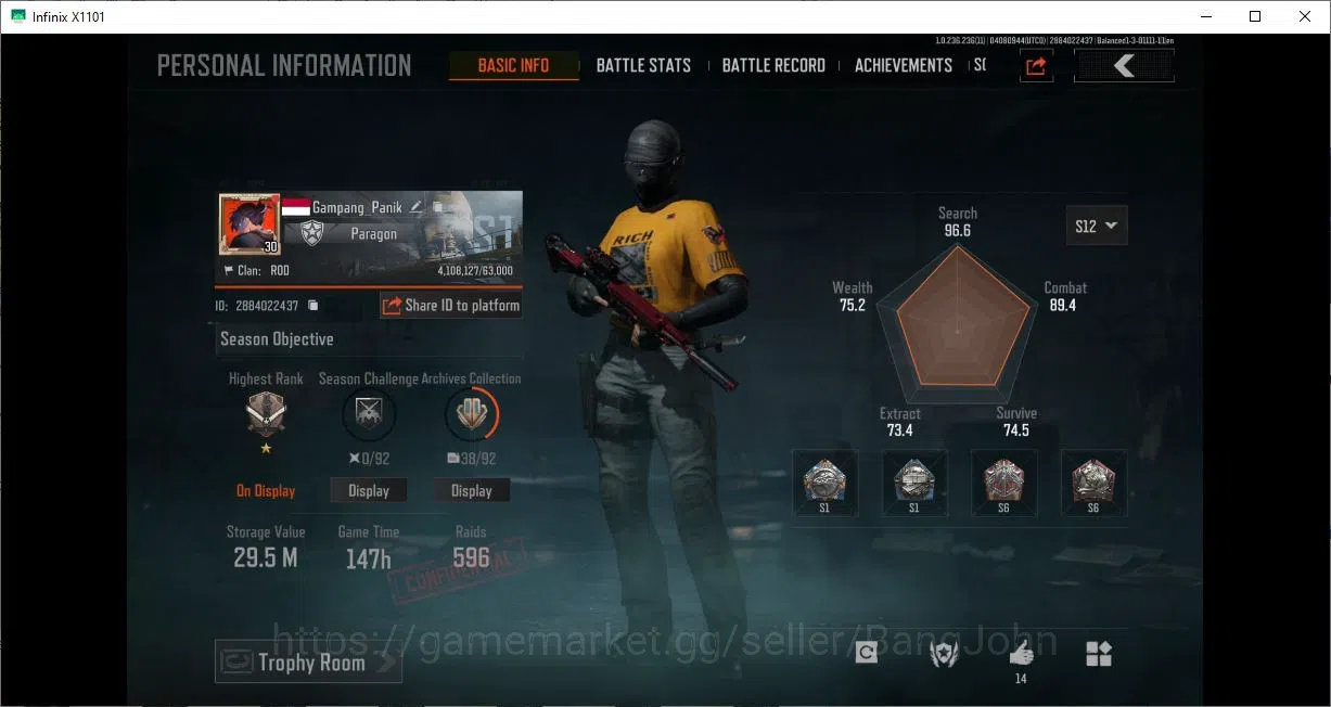 Arena Breakout Accounts High-End MOBILE | LVL 30 |SV 29,5 M|CV 26 m|SKIN WP ar57 Symphony,HLC Tactical more detail cek SS 1