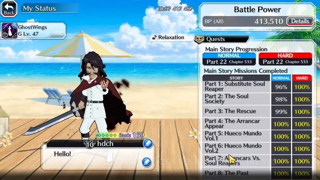 Bleach: Brave Souls Accounts Others Global|33K Orb|Swimsuit26 Giselle&Orihime,DT Ichigo,SantaSociety Bazz-B&Meninas,Anniv10 4